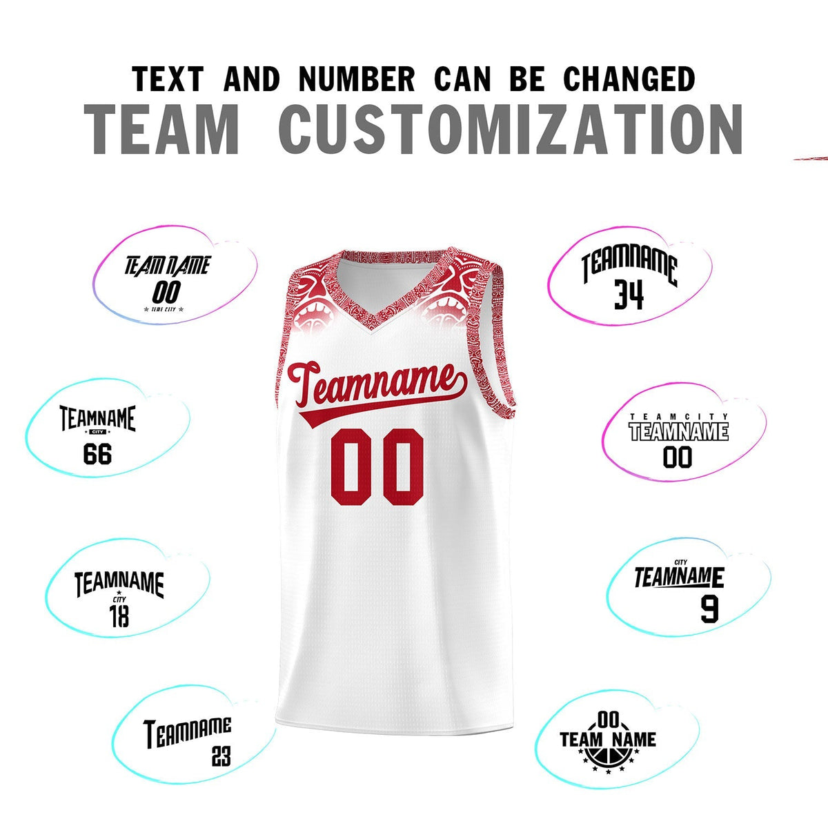 Custom White Red Personalized Indians Print Kits Sports Uniform Basketball Jersey|KXKSHOP