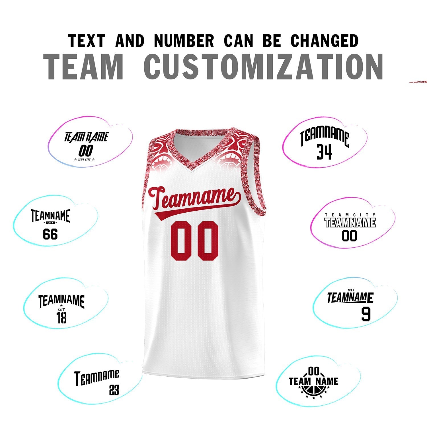 Custom White Red Personalized Indians Print Kits Sports Uniform Basketball Jersey|KXKSHOP