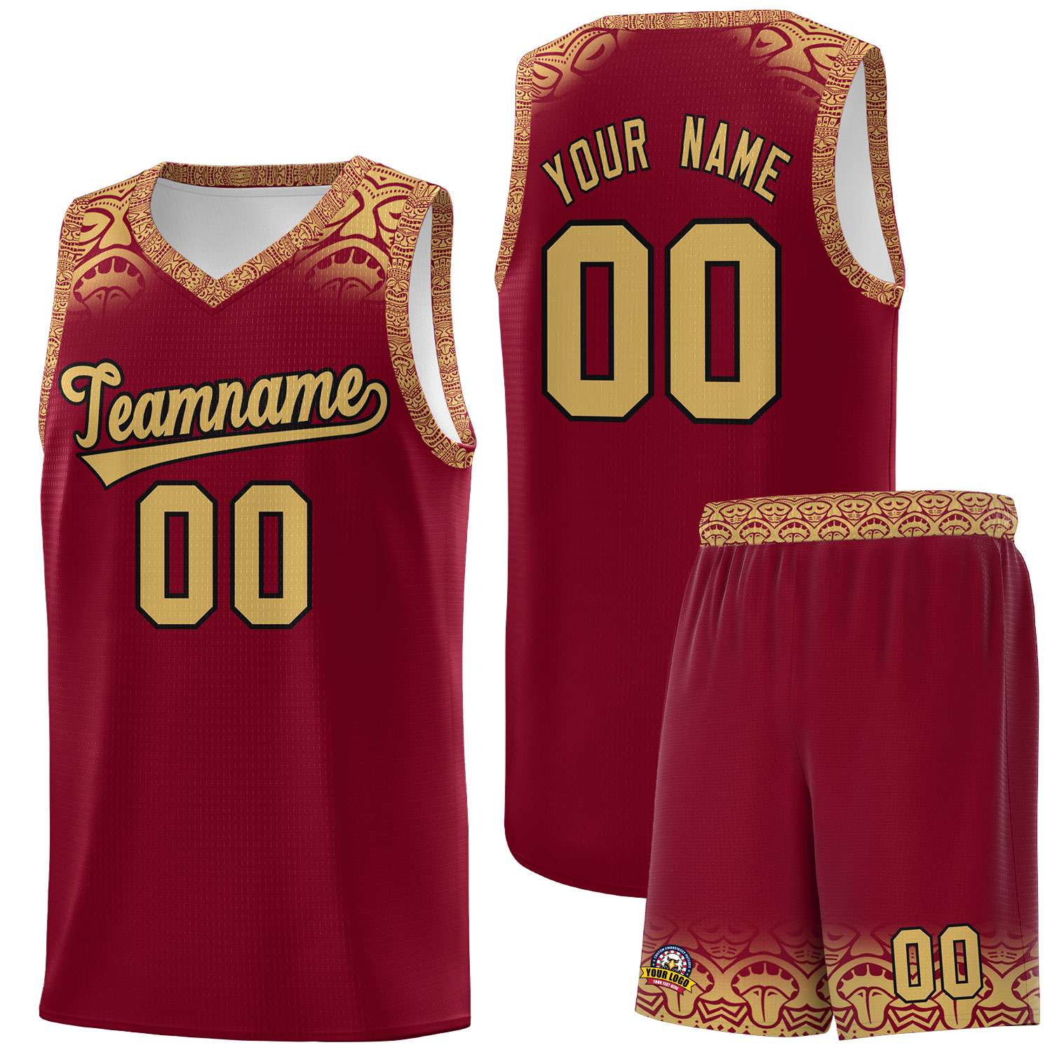 Custom Crimson Old Gold Personalized Indians Print Kits Sports Uniform Basketball Jersey|KXKSHOP