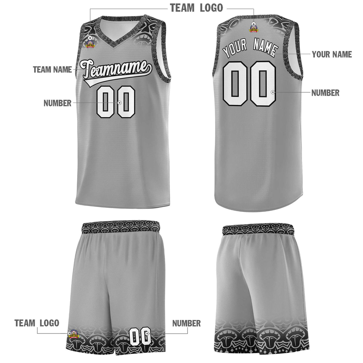 Custom Dark Gray Black Personalized Indians Print Kits Sports Uniform Basketball Jersey|KXKSHOP