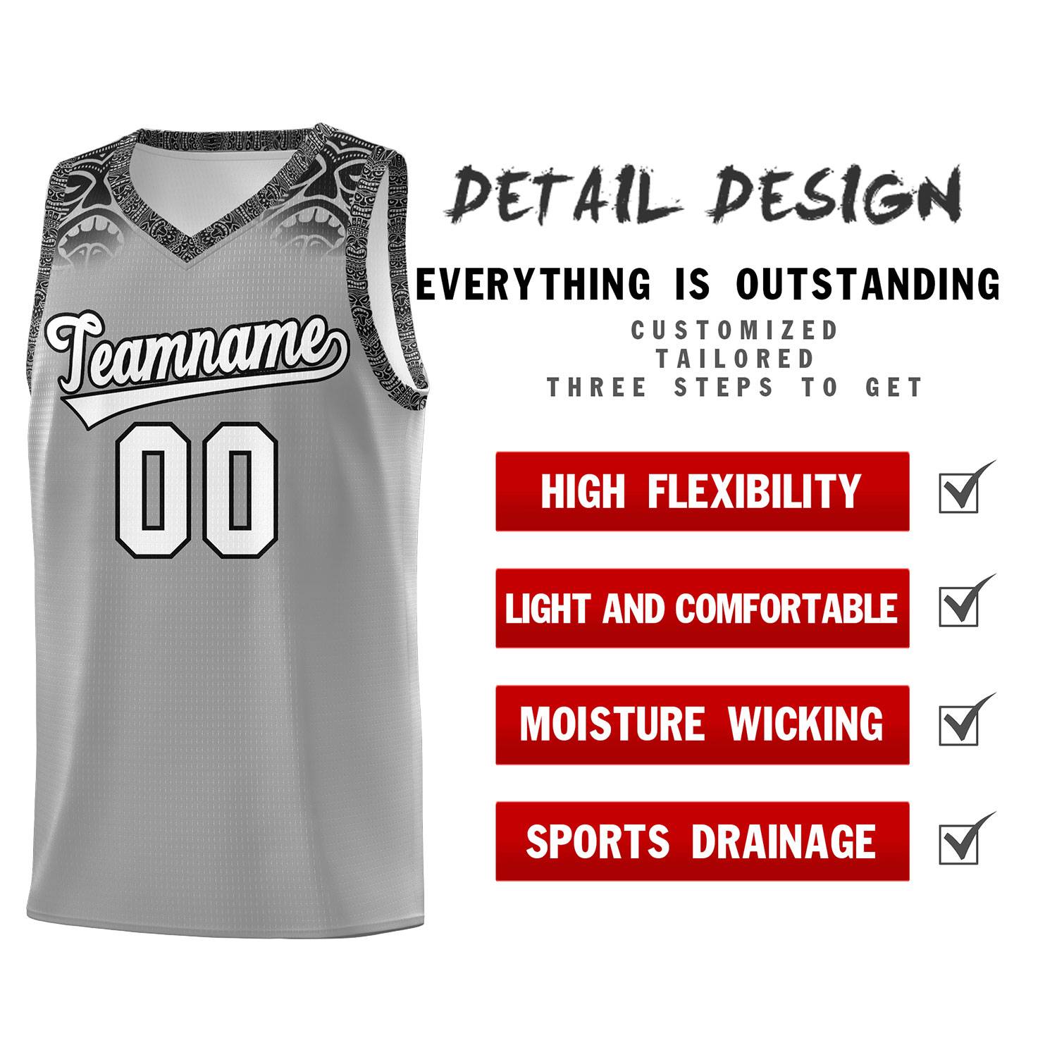 Custom Dark Gray Black Personalized Indians Print Kits Sports Uniform Basketball Jersey|KXKSHOP
