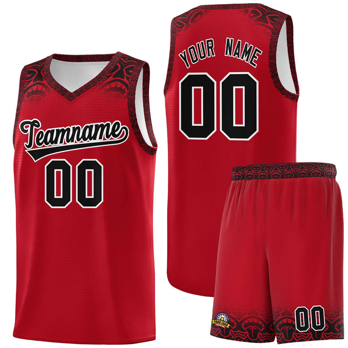 Custom Red Black Personalized Indians Print Kits Sports Uniform Basketball Jersey|KXKSHOP