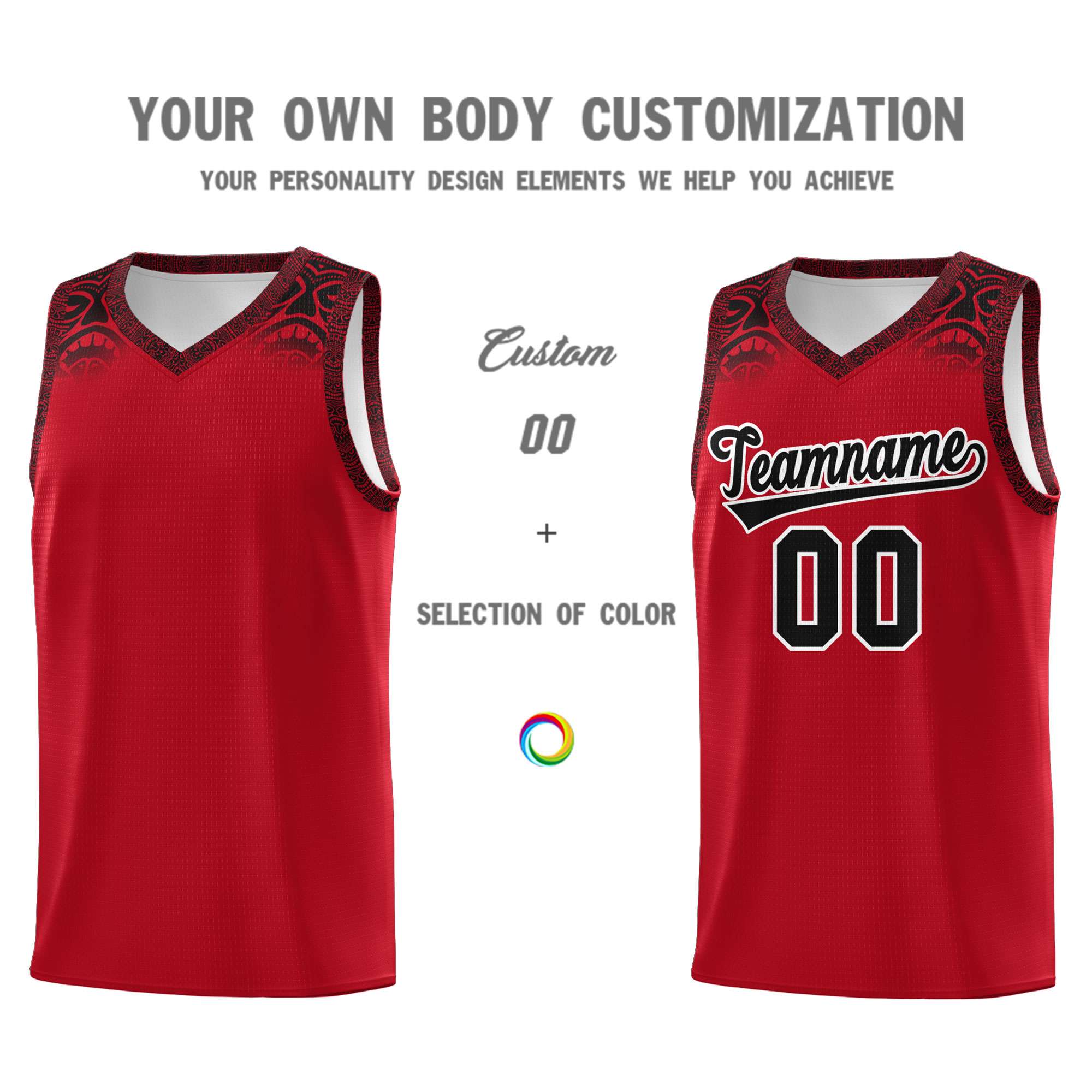 Custom Red Black Personalized Indians Print Kits Sports Uniform Basketball Jersey|KXKSHOP