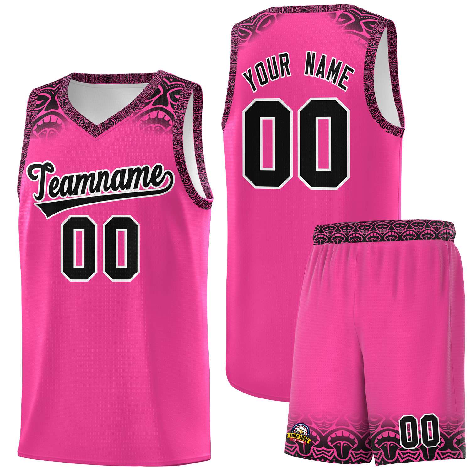 Custom Pink Black Personalized Indians Print Kits Sports Uniform Basketball Jersey|KXKSHOP