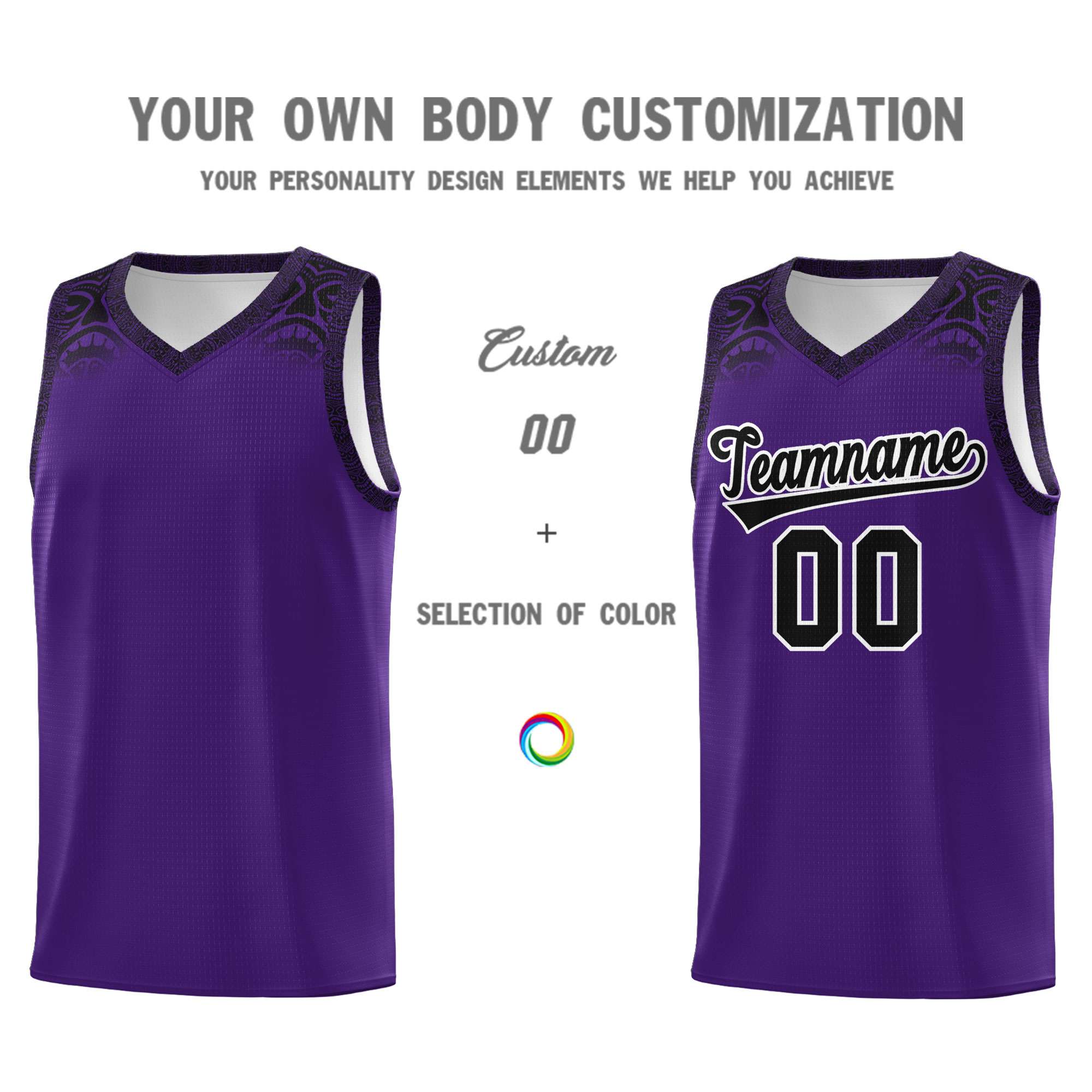 Custom Purple Black Personalized Indians Print Kits Sports Uniform Basketball Jersey|KXKSHOP