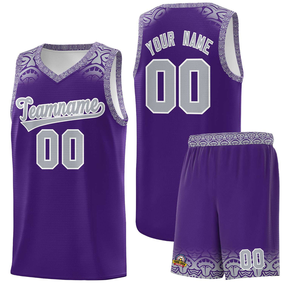 Custom Purple Gray Personalized Indians Print Kits Sports Uniform Basketball Jersey|KXKSHOP