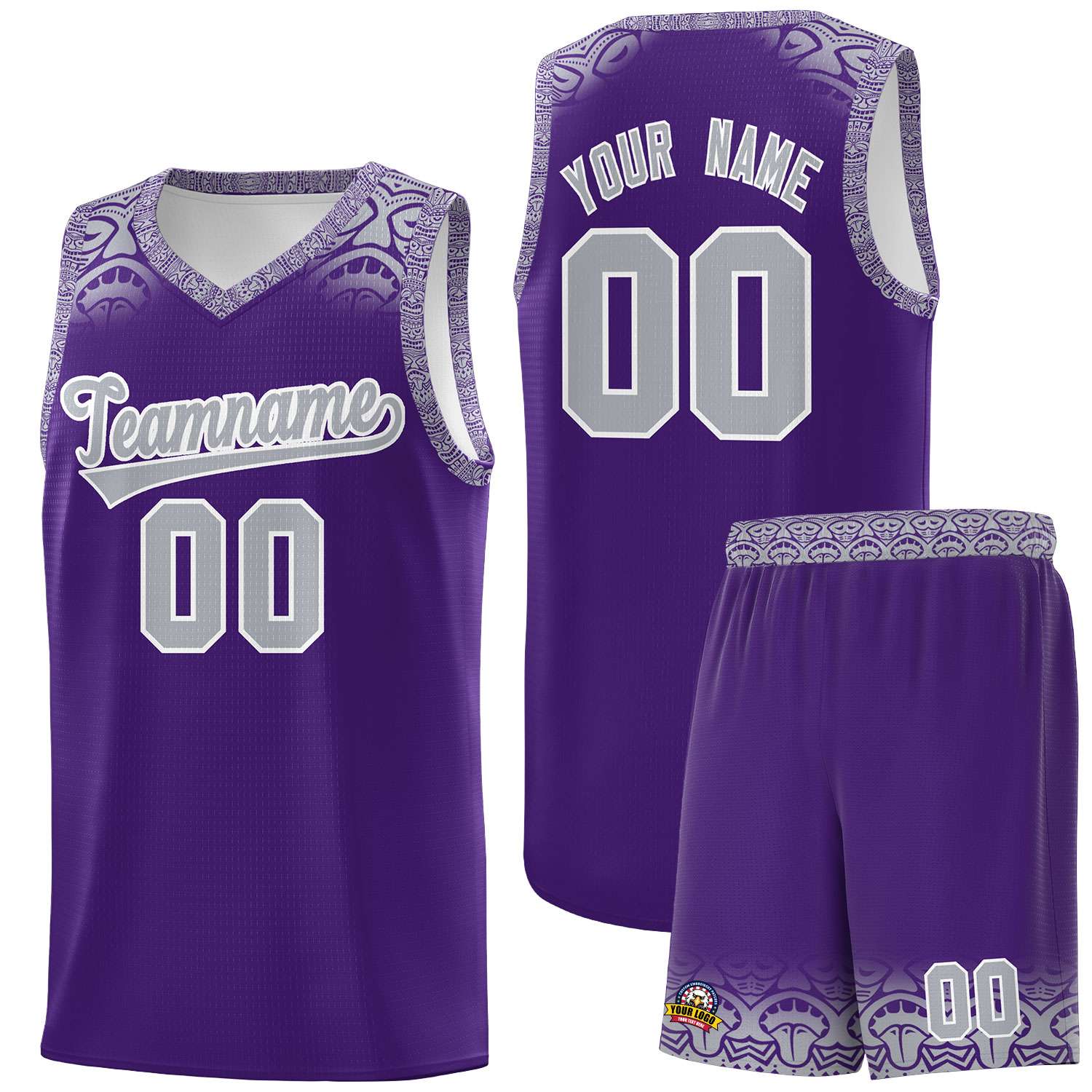 Custom Purple Gray Personalized Indians Print Kits Sports Uniform Basketball Jersey|KXKSHOP