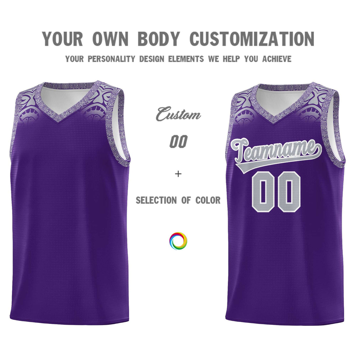 Custom Purple Gray Personalized Indians Print Kits Sports Uniform Basketball Jersey|KXKSHOP