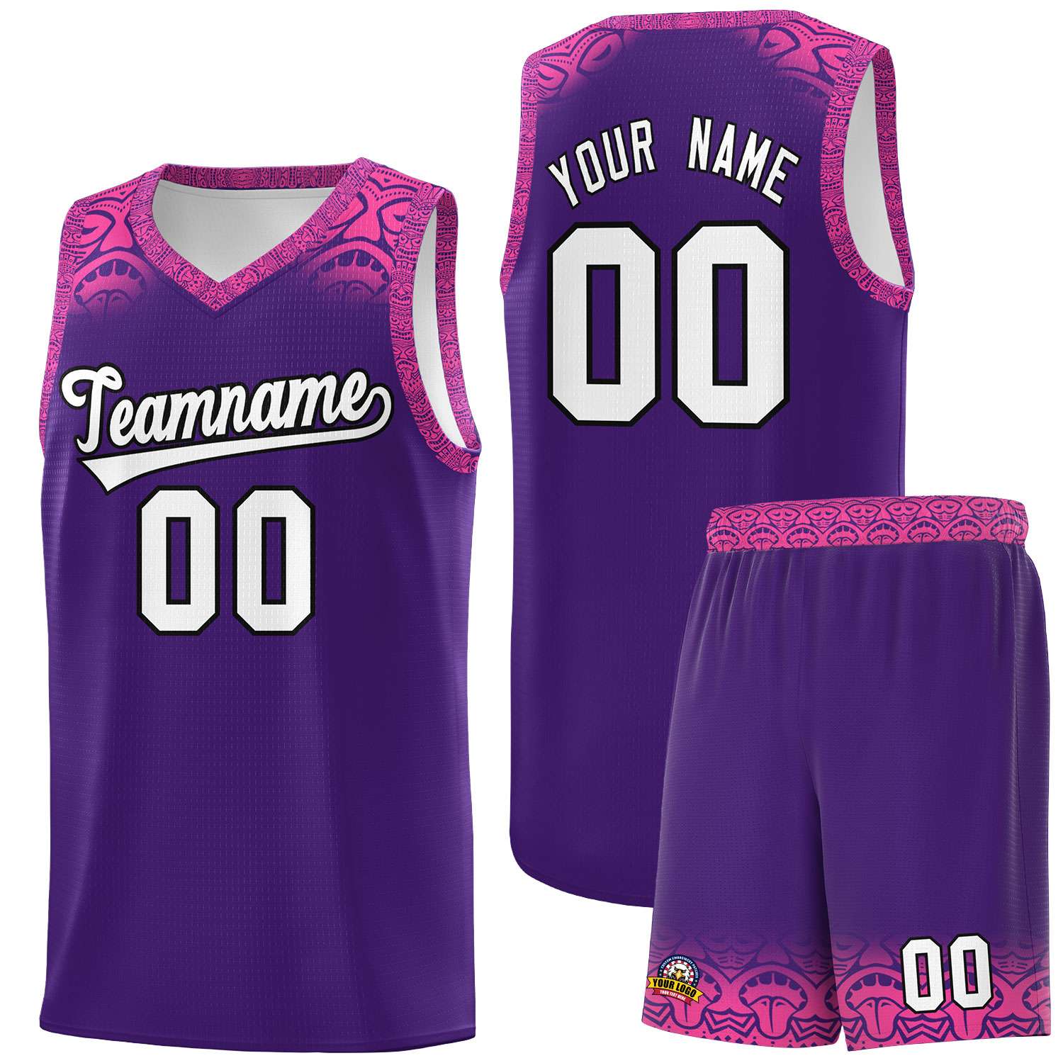 Custom Purple Pink Personalized Indians Print Kits Sports Uniform Basketball Jersey|KXKSHOP