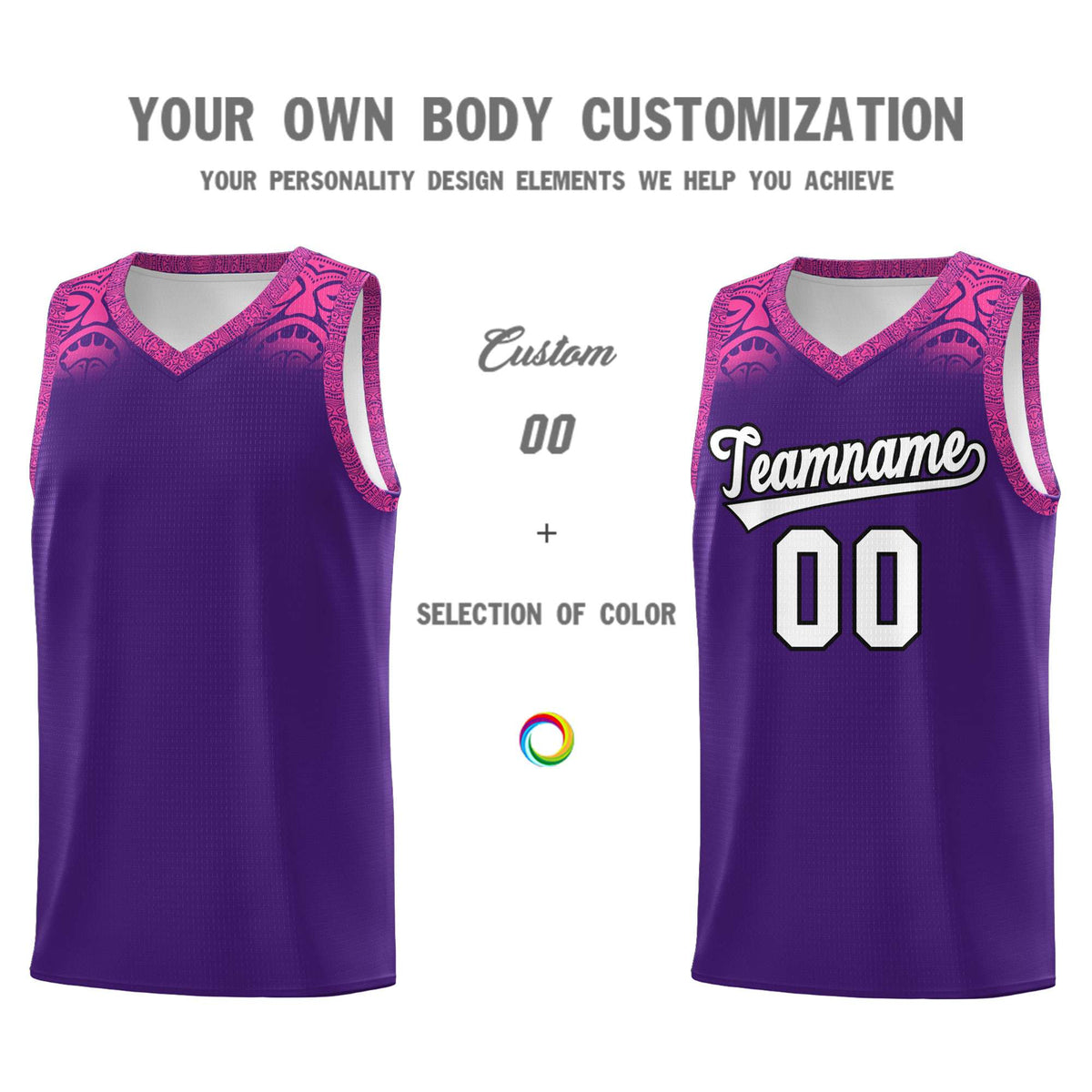 Custom Purple Pink Personalized Indians Print Kits Sports Uniform Basketball Jersey|KXKSHOP