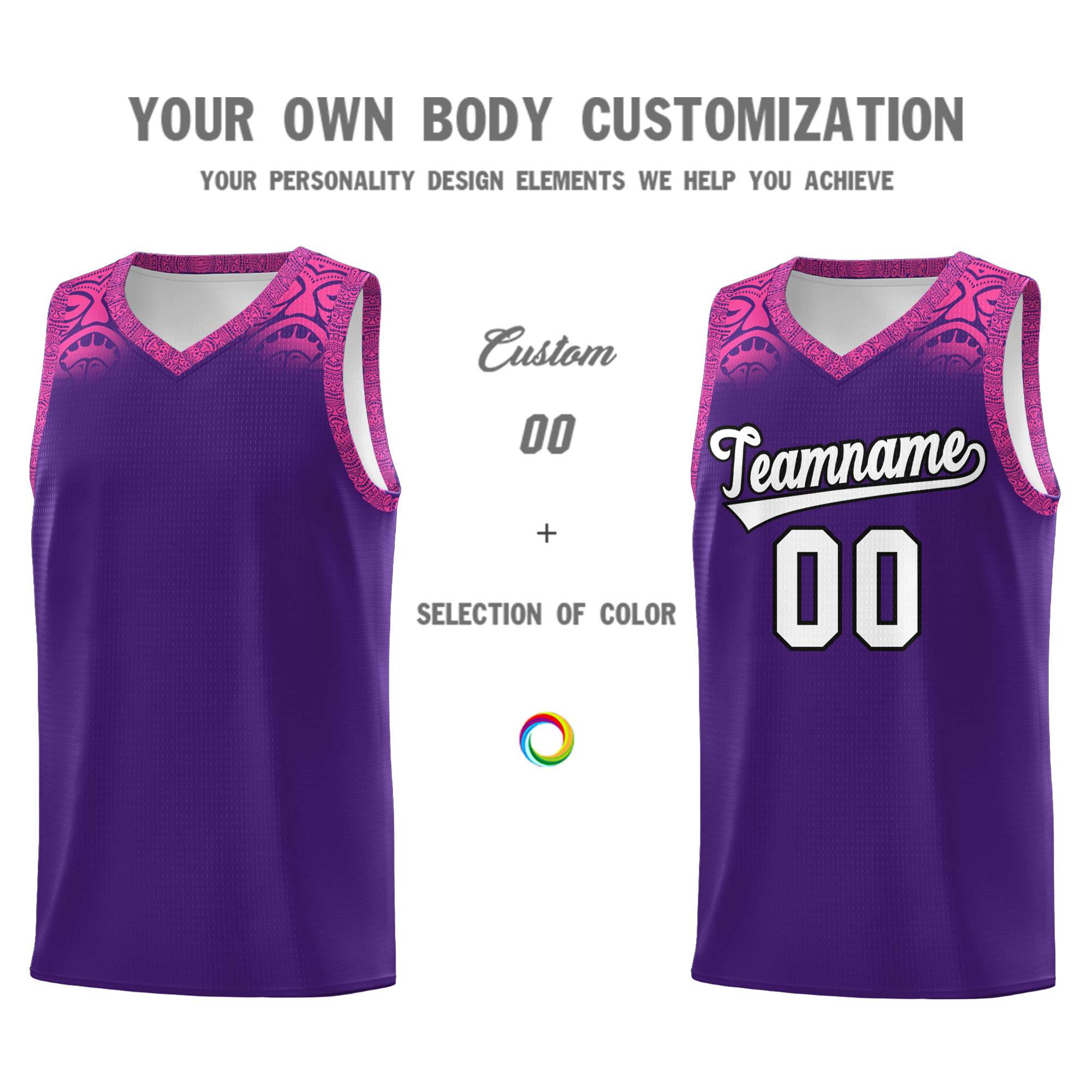 Custom Purple Pink Personalized Indians Print Kits Sports Uniform Basketball Jersey|KXKSHOP