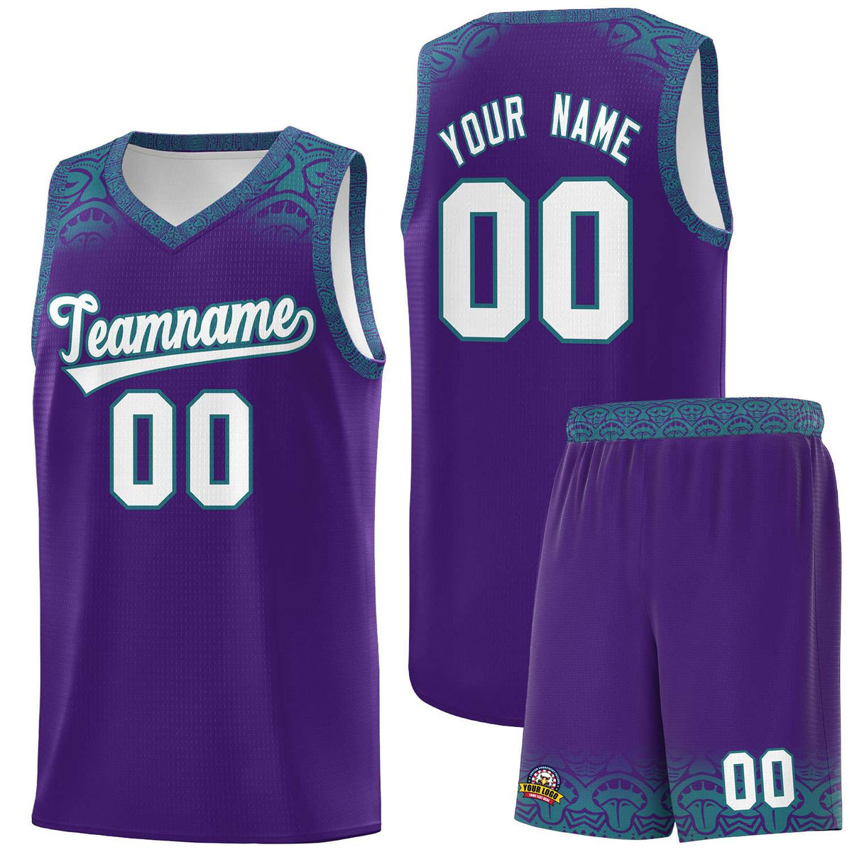 Custom Purple Aqua Personalized Indians Print Kits Sports Uniform Basketball Jersey|KXKSHOP