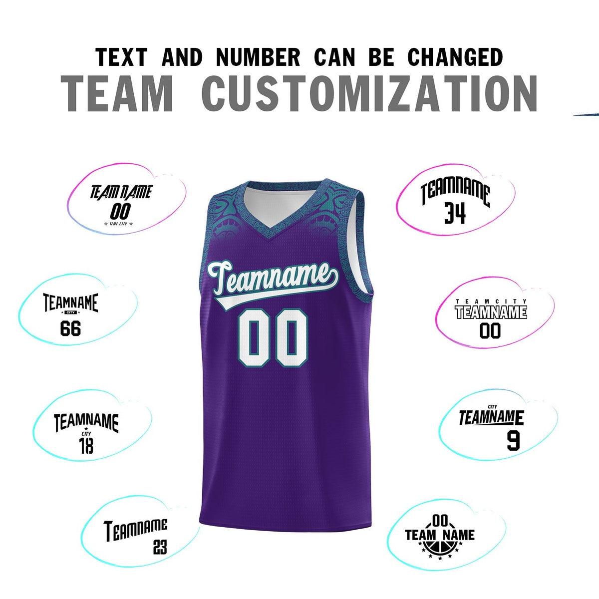 Custom Purple Aqua Personalized Indians Print Kits Sports Uniform Basketball Jersey|KXKSHOP