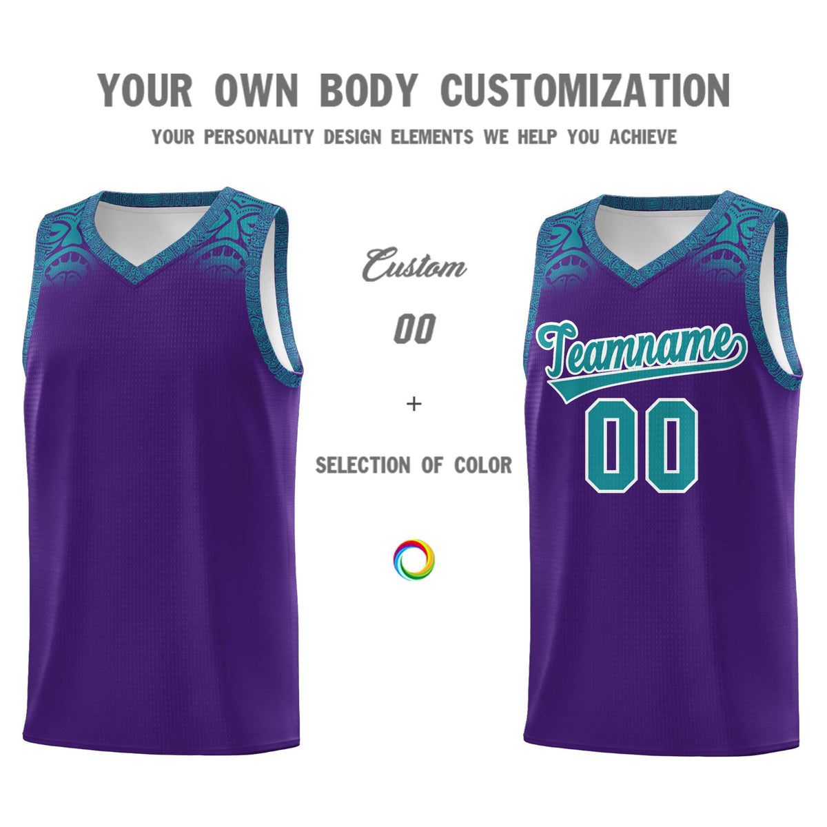 Custom Purple Aqua Personalized Indians Print Kits Sports Uniform Basketball Jersey|KXKSHOP