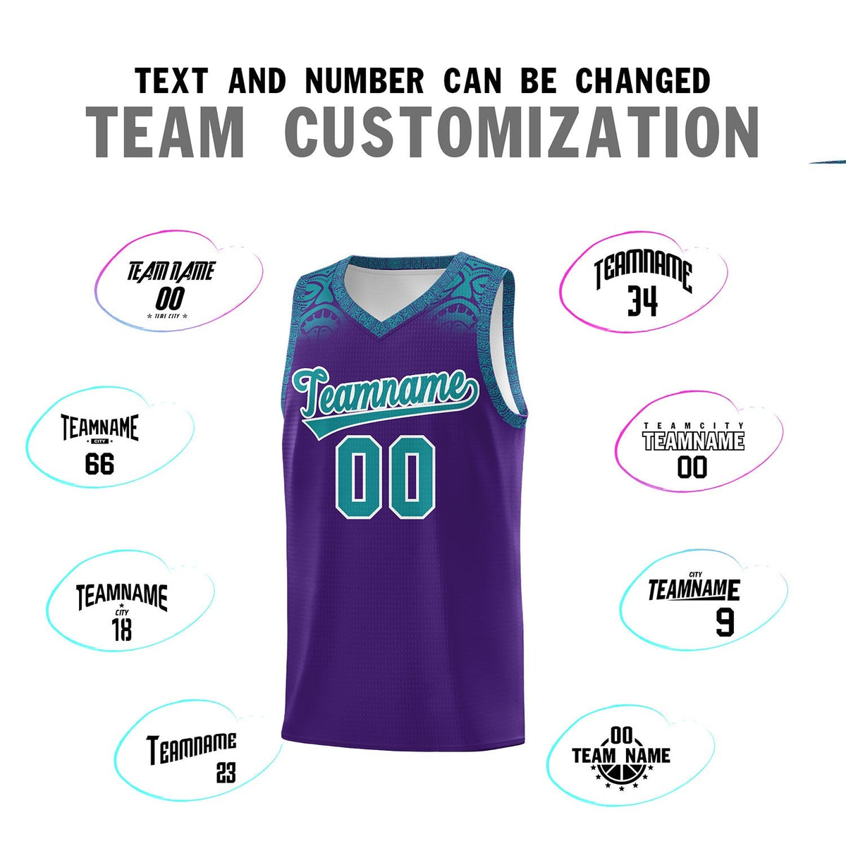 Custom Purple Aqua Personalized Indians Print Kits Sports Uniform Basketball Jersey|KXKSHOP