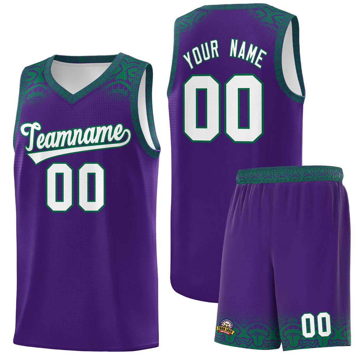 Custom Purple Kelly Green Personalized Indians Print Kits Sports Uniform Basketball Jersey|KXKSHOP