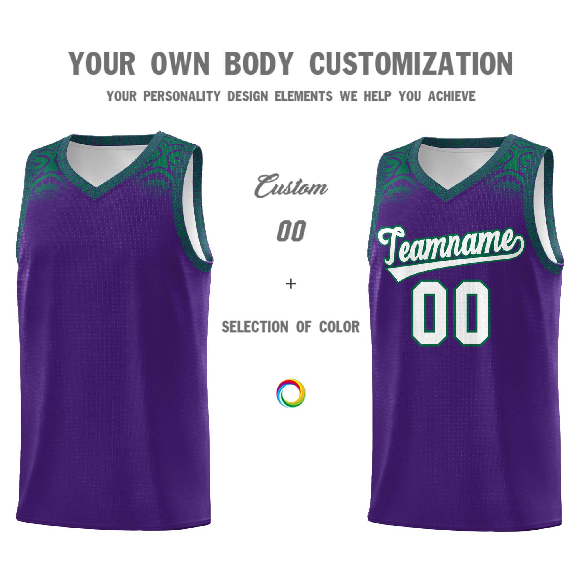 Custom Purple Kelly Green Personalized Indians Print Kits Sports Uniform Basketball Jersey|KXKSHOP