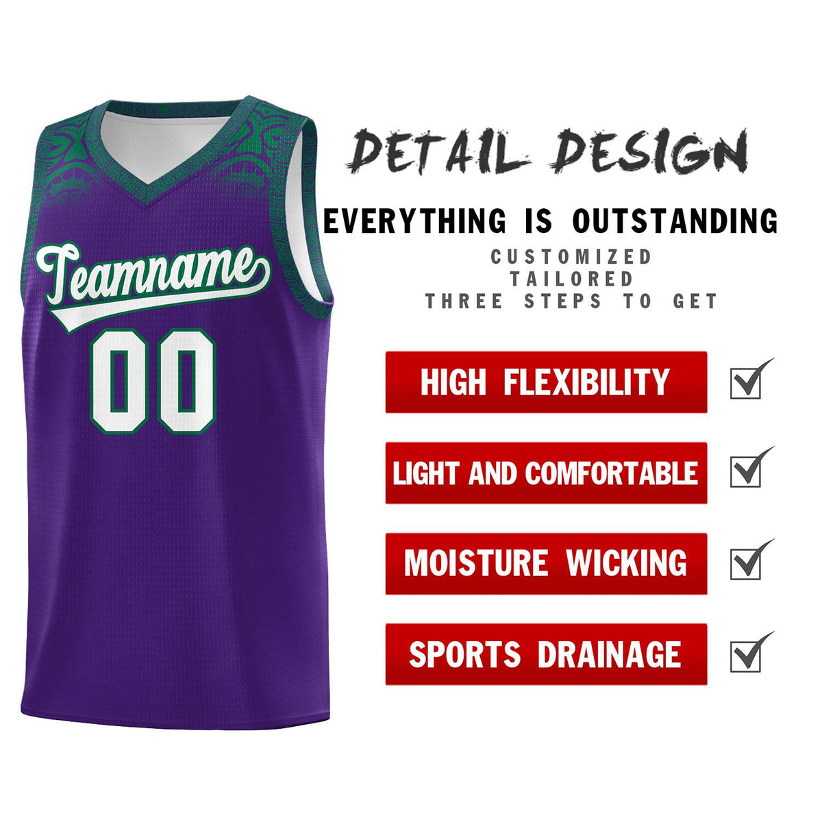 Custom Purple Kelly Green Personalized Indians Print Kits Sports Uniform Basketball Jersey|KXKSHOP