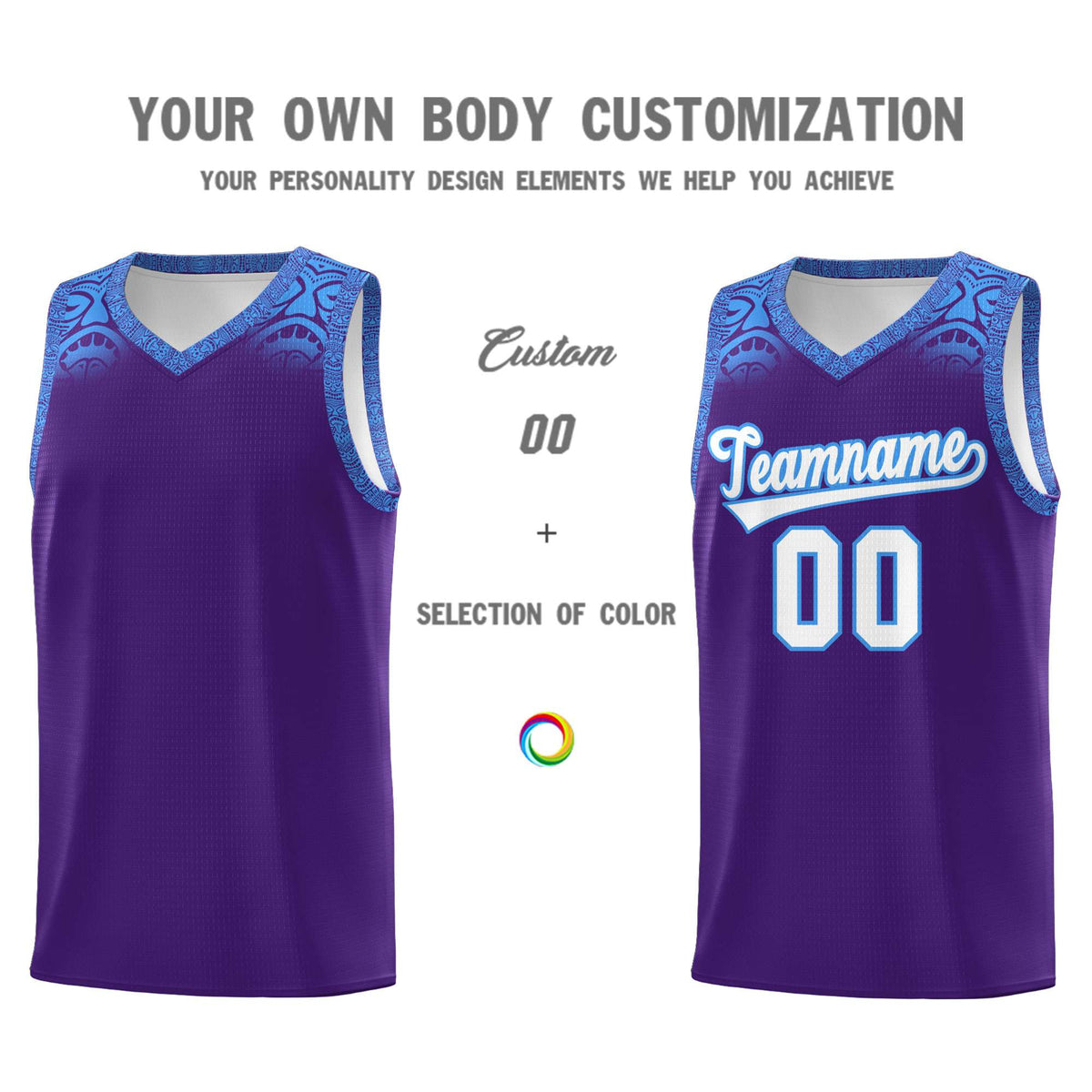 Custom Purple Powder Blue Personalized Indians Print Kits Sports Uniform Basketball Jersey|KXKSHOP
