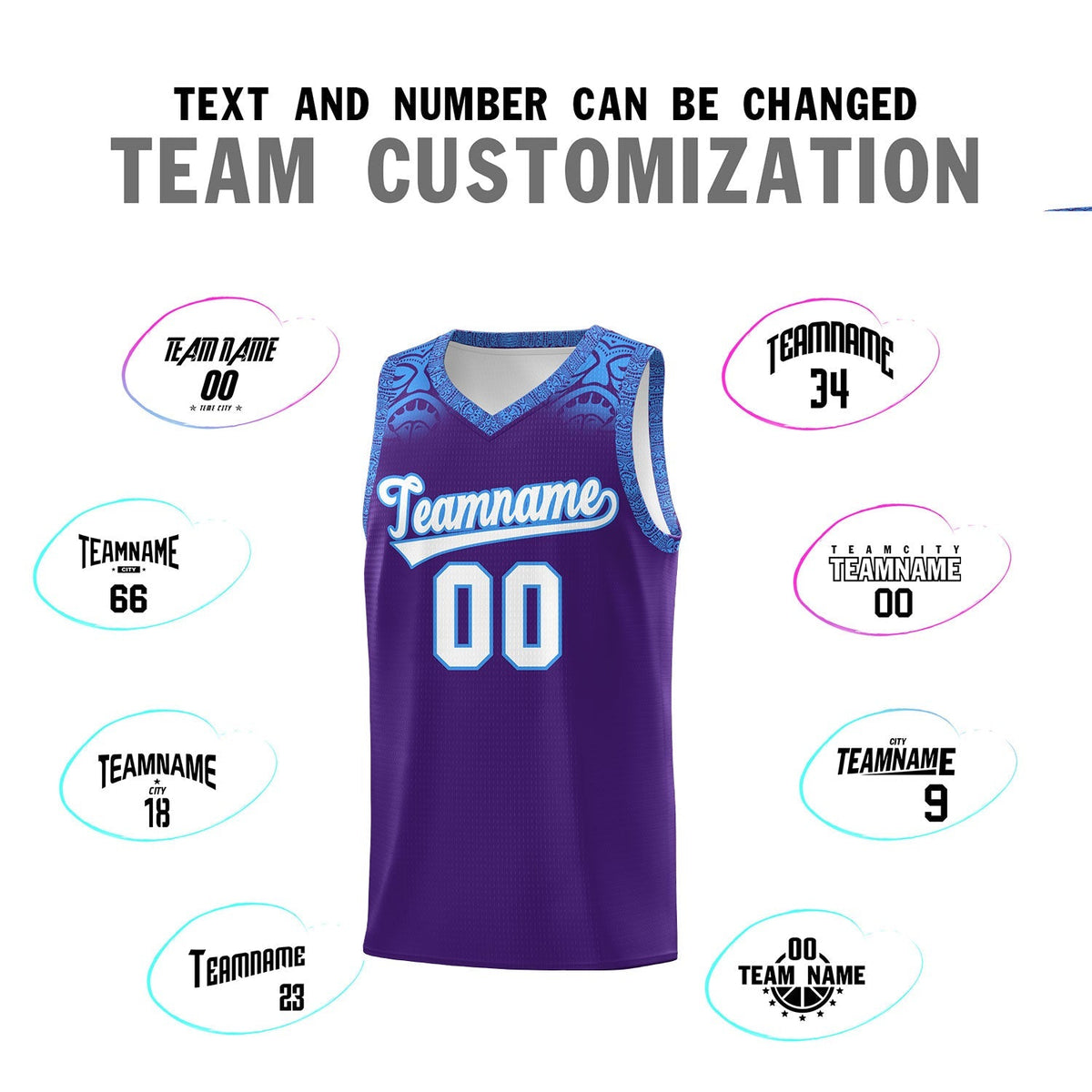 Custom Purple Powder Blue Personalized Indians Print Kits Sports Uniform Basketball Jersey|KXKSHOP