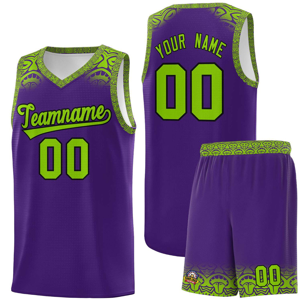 Custom Purple Green Personalized Indians Print Kits Sports Uniform Basketball Jersey|KXKSHOP
