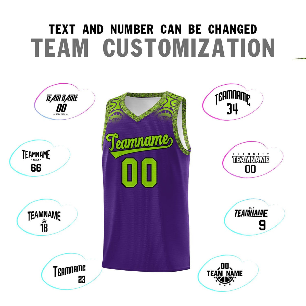 Custom Purple Green Personalized Indians Print Kits Sports Uniform Basketball Jersey|KXKSHOP