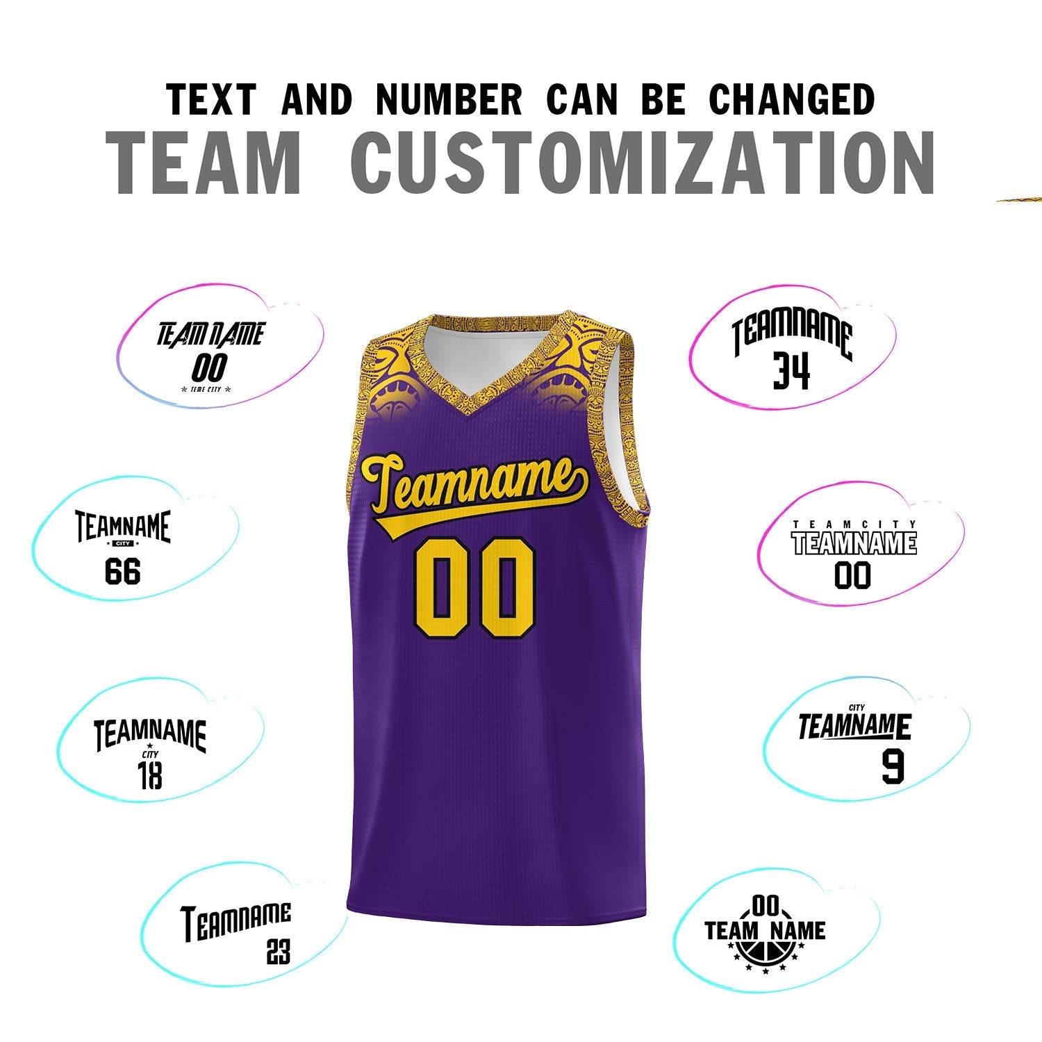 Custom Purple Gold Personalized Indians Print Kits Sports Uniform Basketball Jersey|KXKSHOP