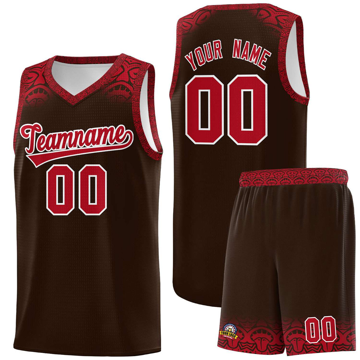 Custom Brown Red Personalized Indians Print Kits Sports Uniform Basketball Jersey|KXKSHOP