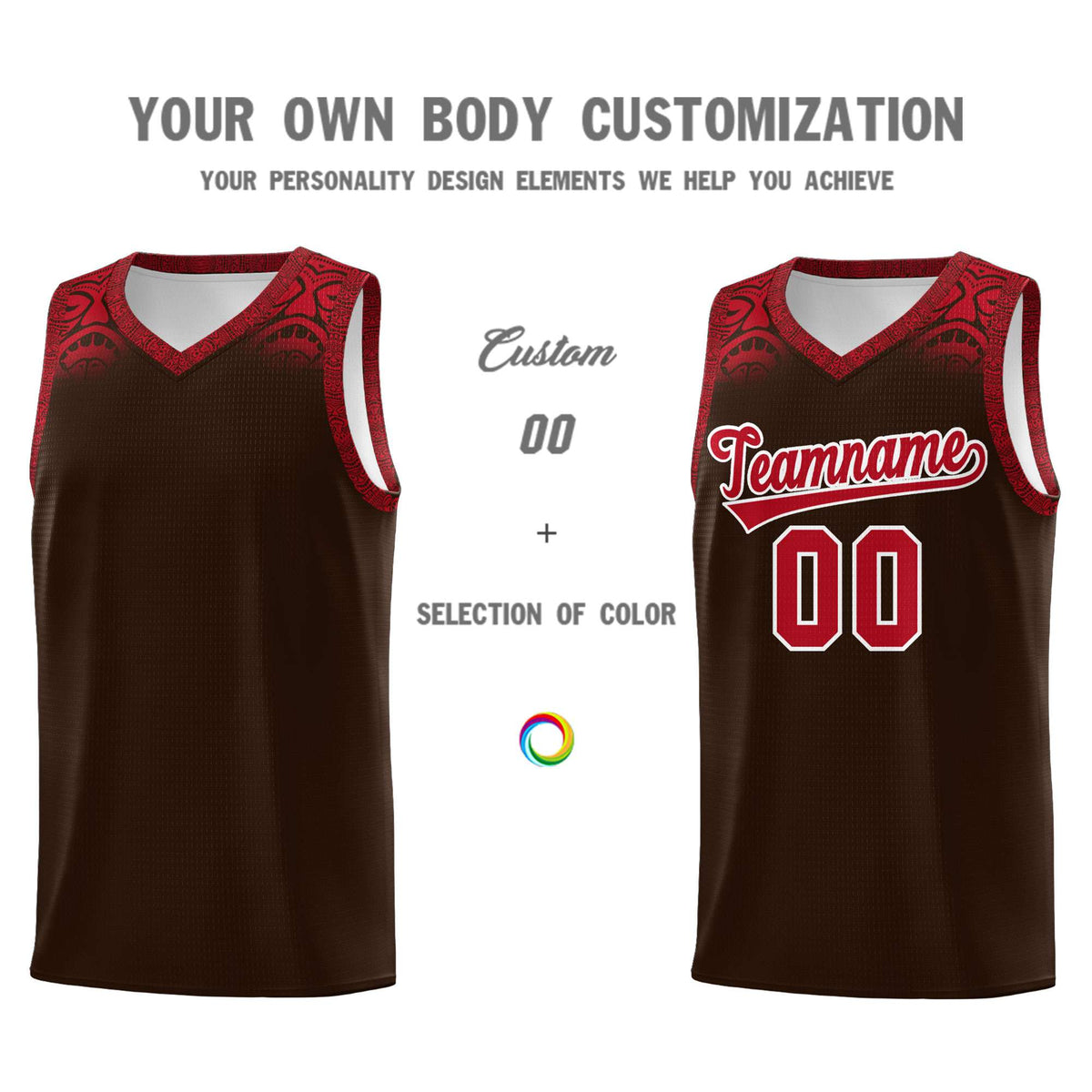 Custom Brown Red Personalized Indians Print Kits Sports Uniform Basketball Jersey|KXKSHOP