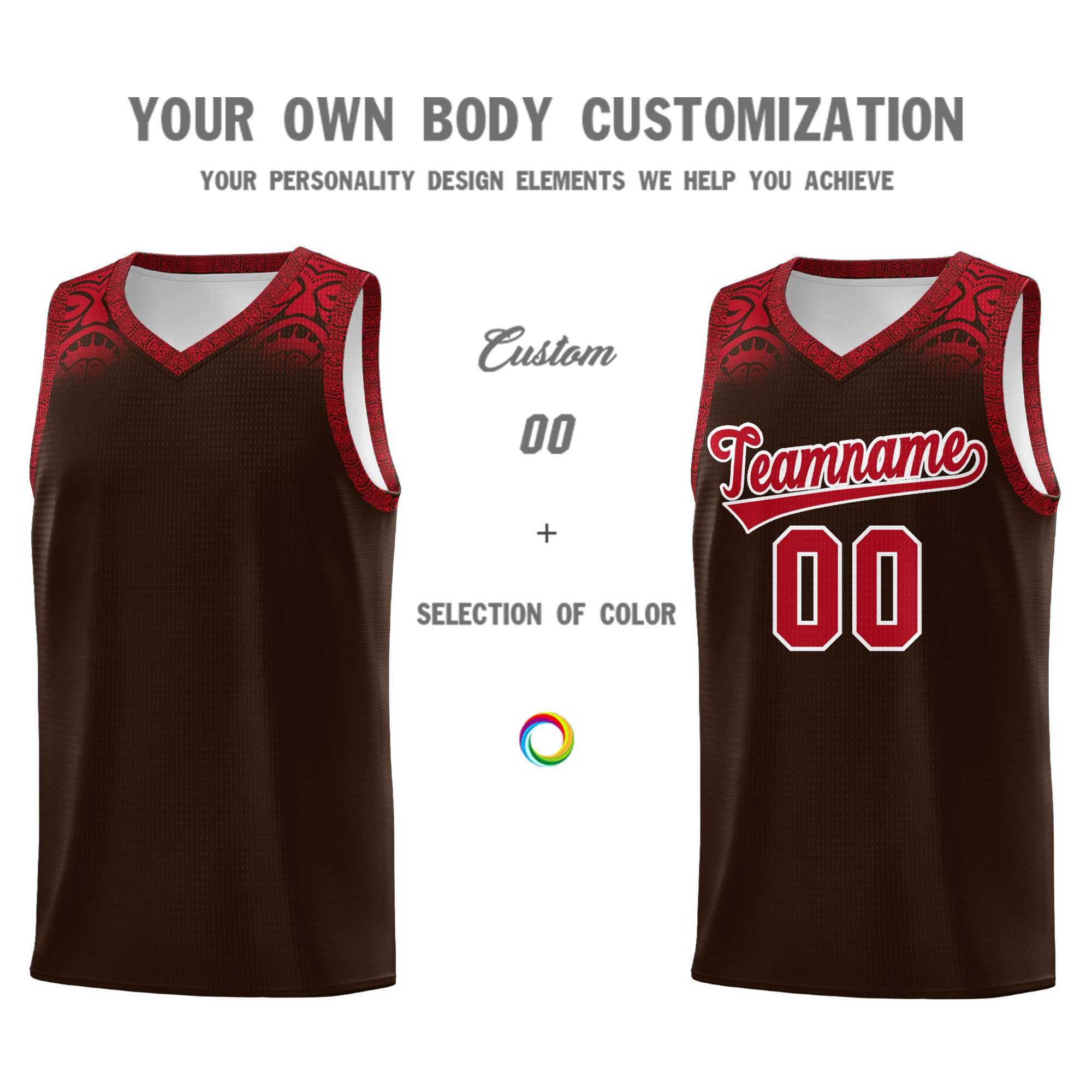 Custom Brown Red Personalized Indians Print Kits Sports Uniform Basketball Jersey|KXKSHOP
