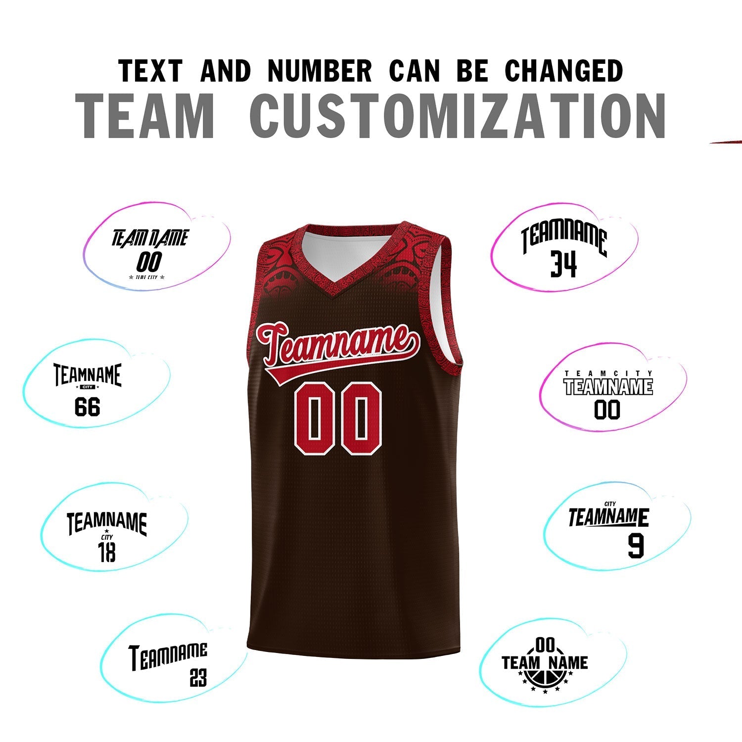 Custom Brown Red Personalized Indians Print Kits Sports Uniform Basketball Jersey|KXKSHOP