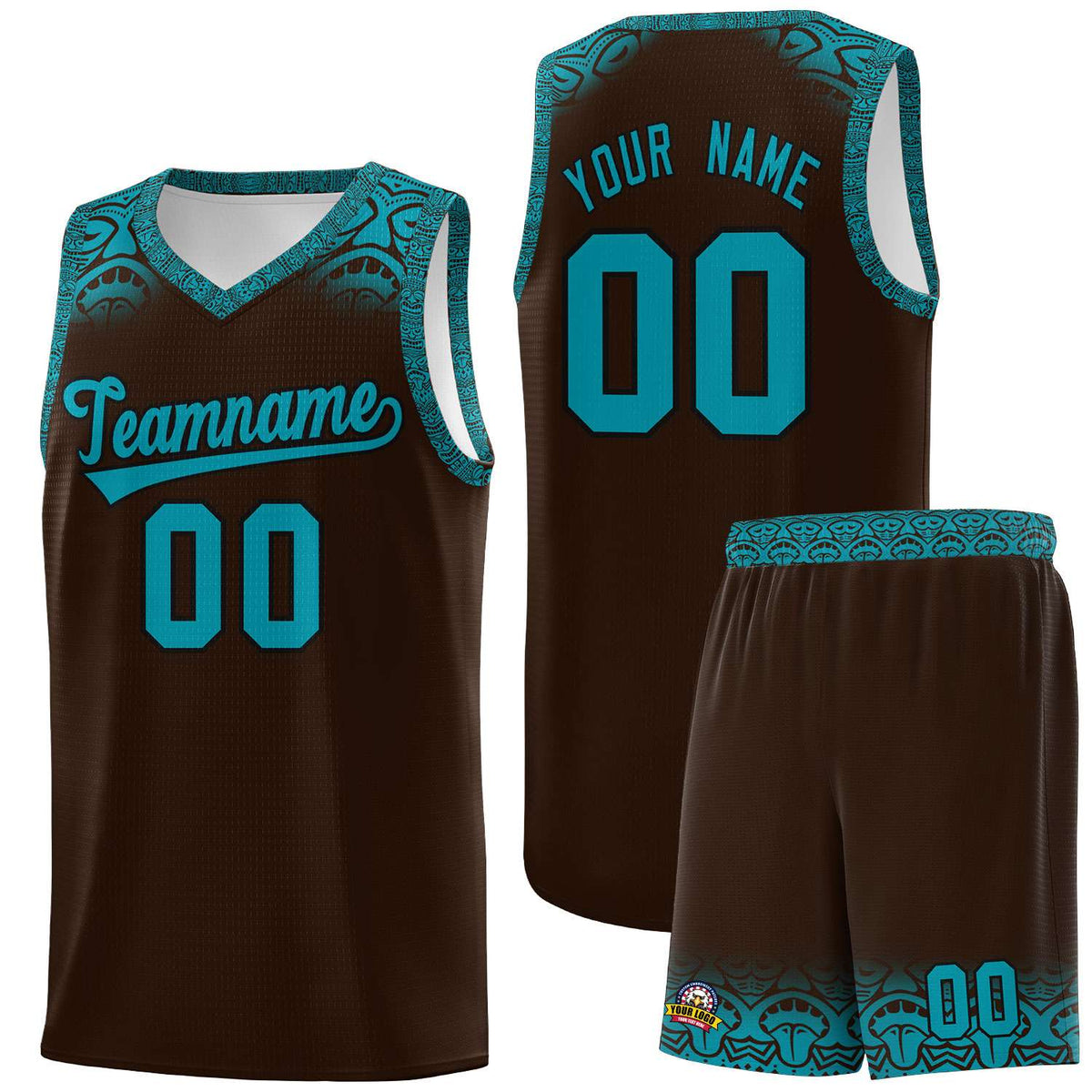 Custom Brown Teal Personalized Indians Print Kits Sports Uniform Basketball Jersey|KXKSHOP