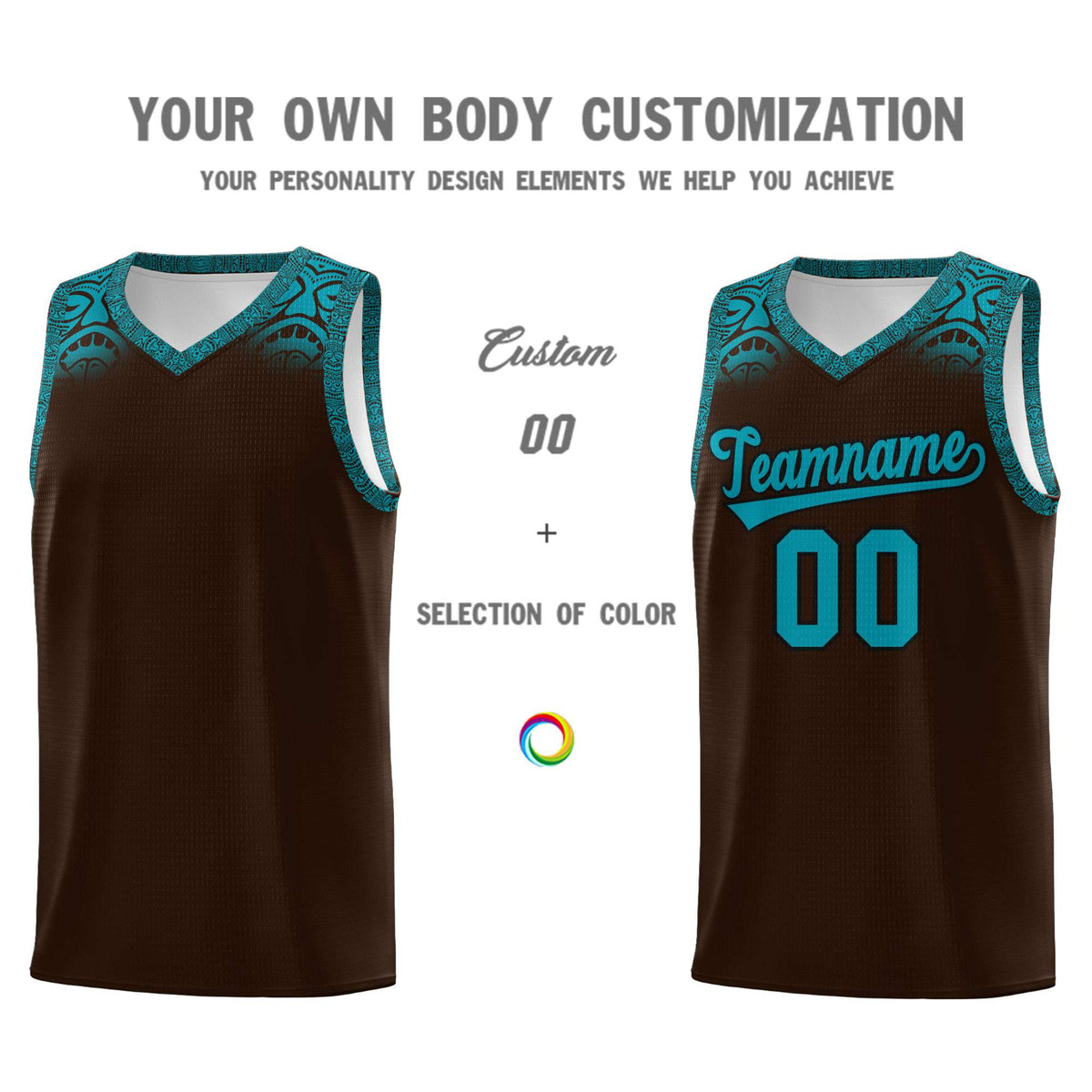 Custom Brown Teal Personalized Indians Print Kits Sports Uniform Basketball Jersey|KXKSHOP
