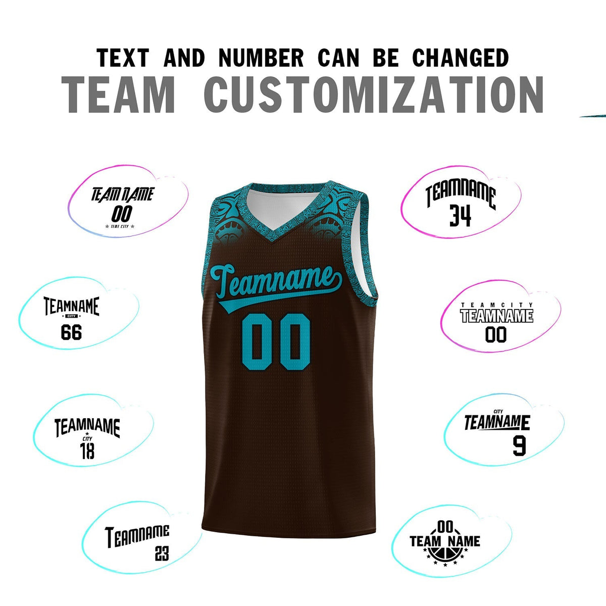 Custom Brown Teal Personalized Indians Print Kits Sports Uniform Basketball Jersey|KXKSHOP