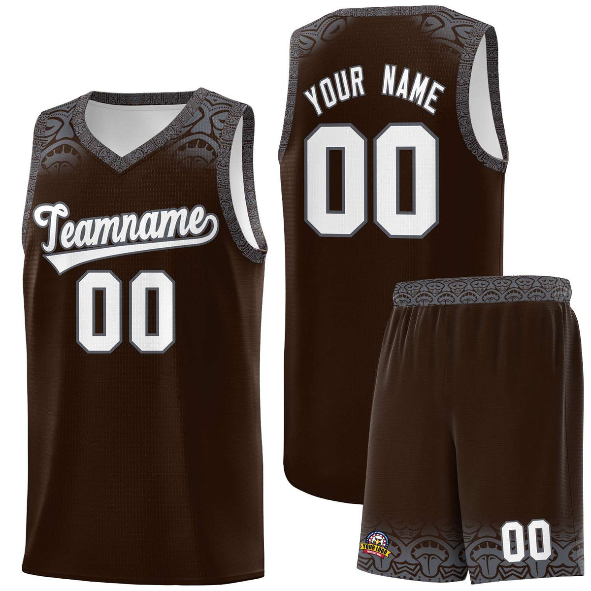 Custom Brown Dark Gray Personalized Indians Print Kits Sports Uniform Basketball Jersey|KXKSHOP