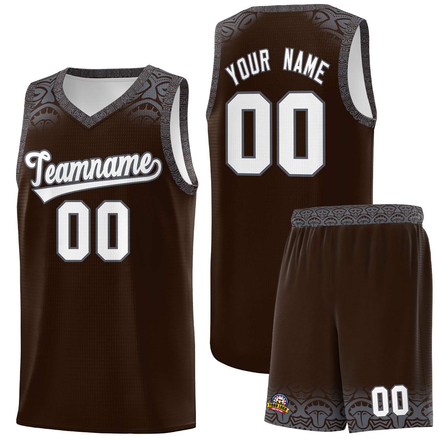 Custom Brown Dark Gray Personalized Indians Print Kits Sports Uniform Basketball Jersey|KXKSHOP