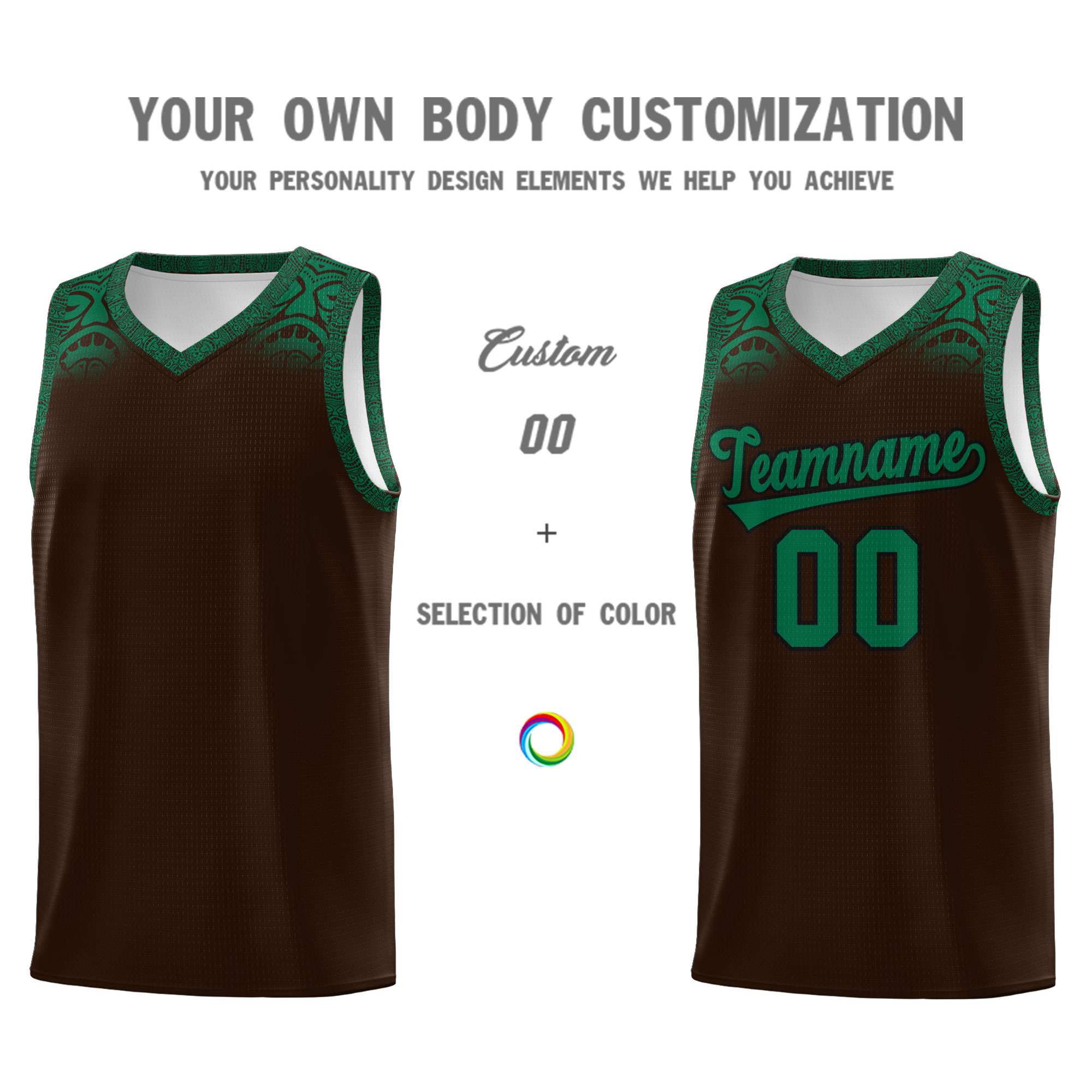 Custom Brown Kelly Green Personalized Indians Print Kits Sports Uniform Basketball Jersey|KXKSHOP