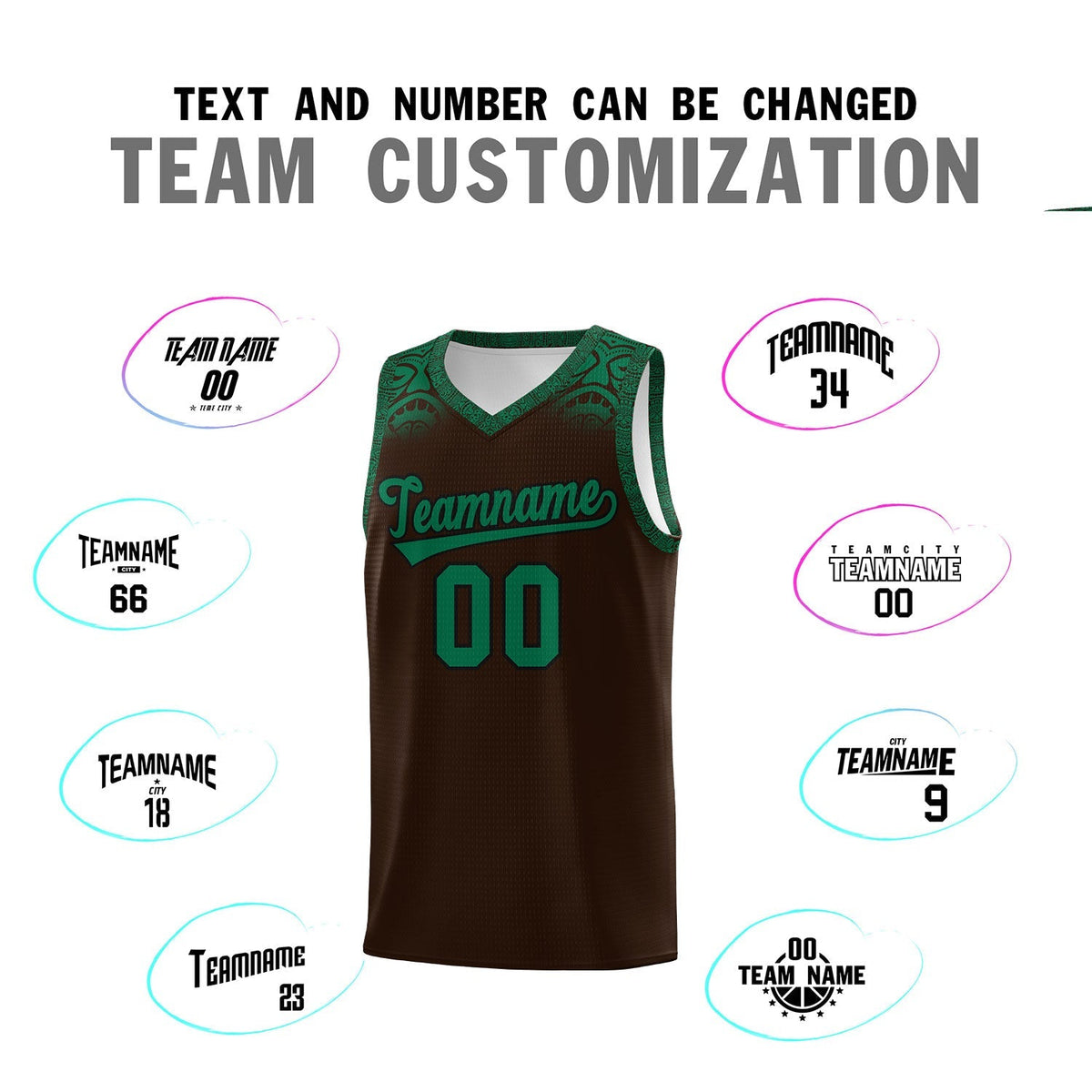 Custom Brown Kelly Green Personalized Indians Print Kits Sports Uniform Basketball Jersey|KXKSHOP