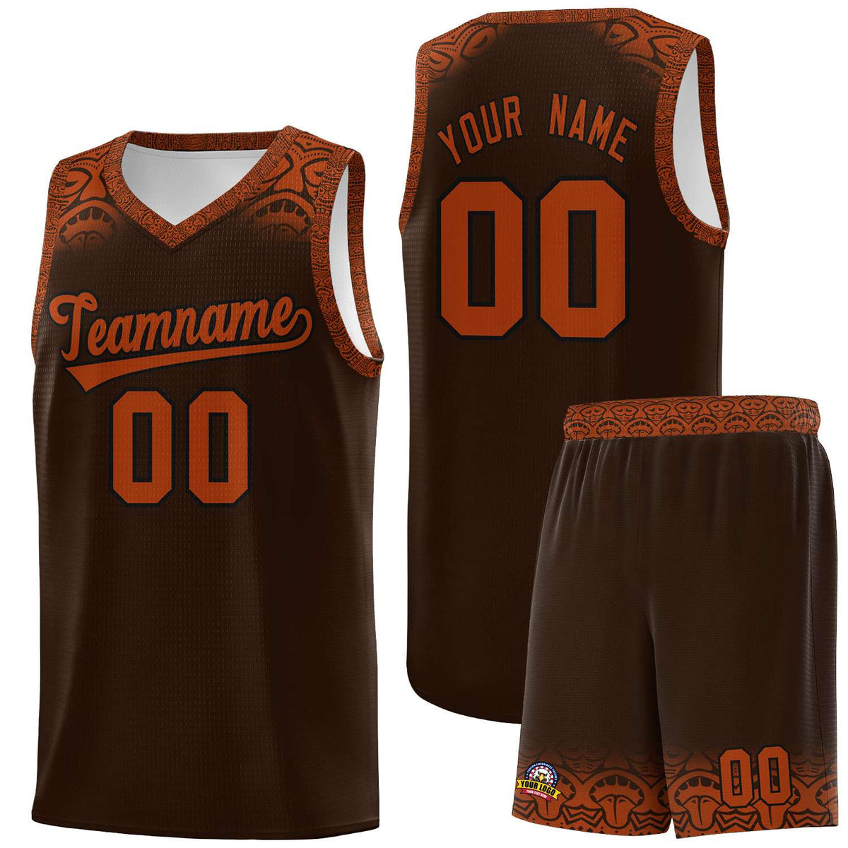 Custom Brown Texas Orange Personalized Indians Print Kits Sports Uniform Basketball Jersey|KXKSHOP