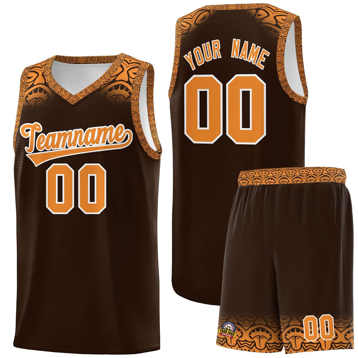 Custom Brown Orange Personalized Indians Print Kits Sports Uniform Basketball Jersey|KXKSHOP