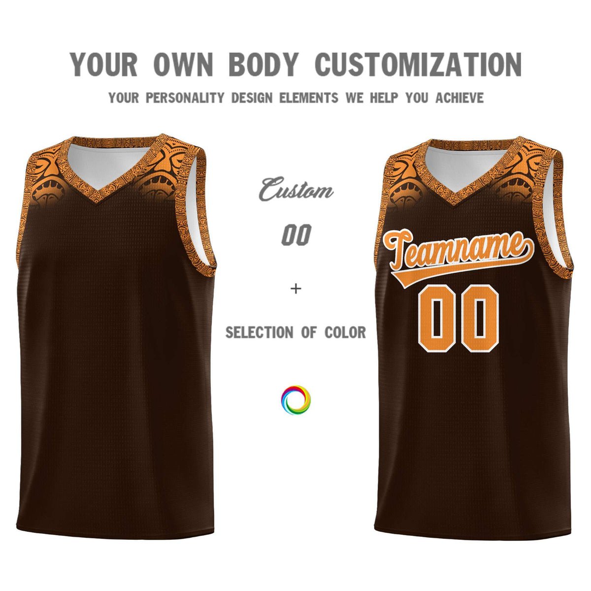 Custom Brown Orange Personalized Indians Print Kits Sports Uniform Basketball Jersey|KXKSHOP