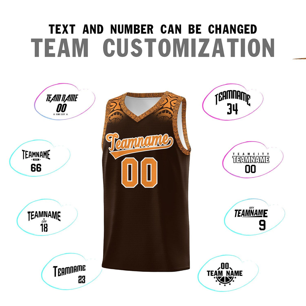 Custom Brown Orange Personalized Indians Print Kits Sports Uniform Basketball Jersey|KXKSHOP