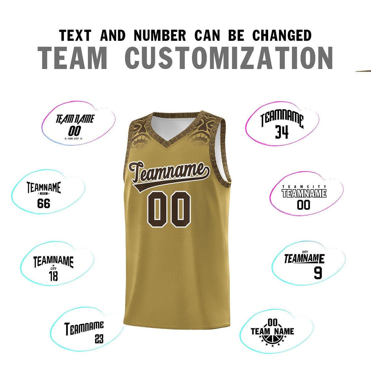 Custom Desert Yellow Brown Personalized Indians Print Kits Sports Uniform Basketball Jersey|KXKSHOP