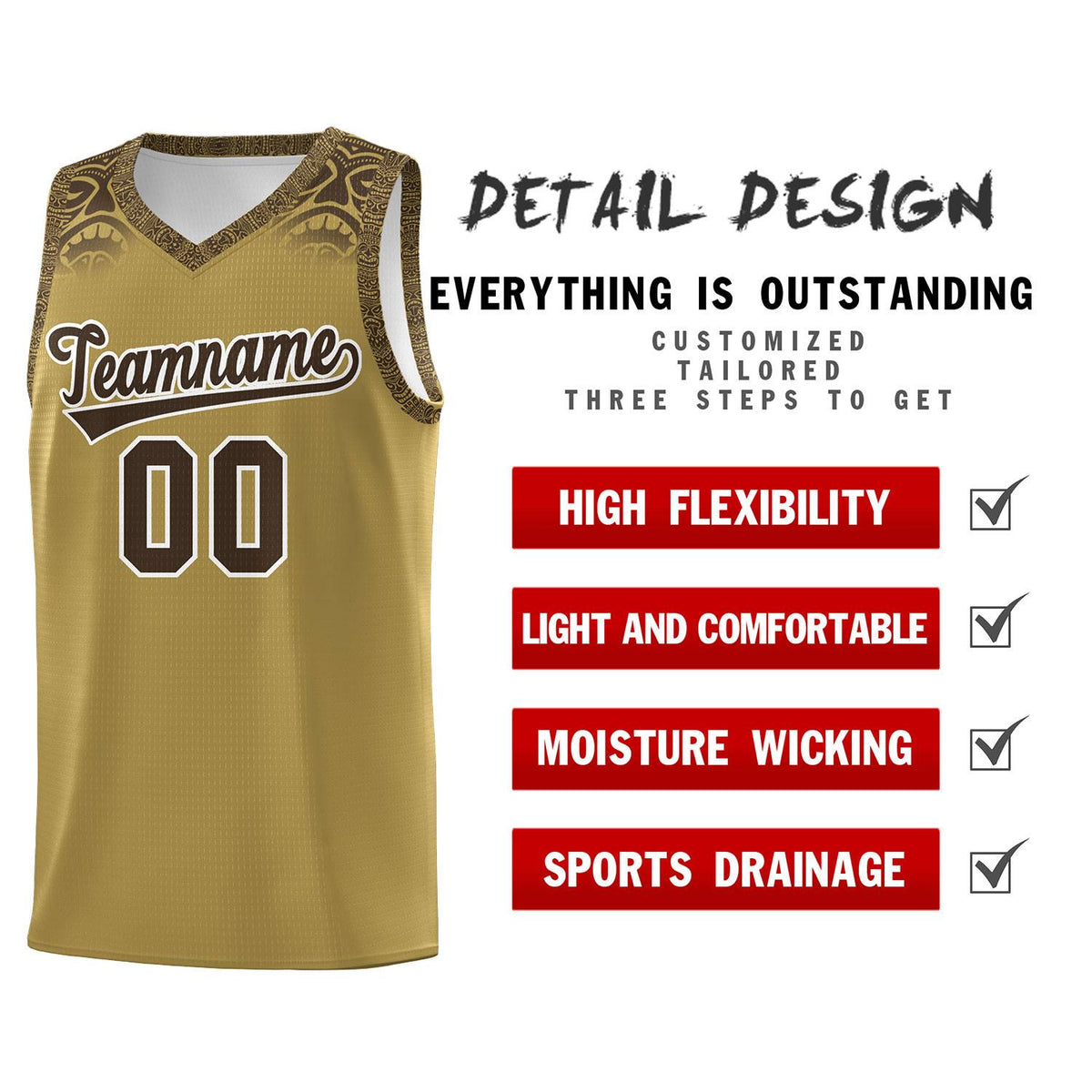 Custom Desert Yellow Brown Personalized Indians Print Kits Sports Uniform Basketball Jersey|KXKSHOP