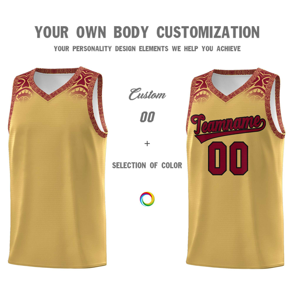 Custom Khaki Crimson Personalized Indians Print Kits Sports Uniform Basketball Jersey|KXKSHOP