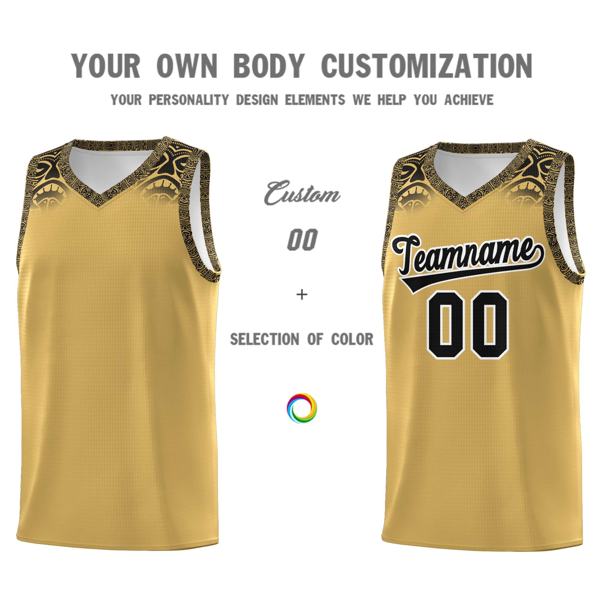 Custom Khaki Black Personalized Indians Print Kits Sports Uniform Basketball Jersey|KXKSHOP