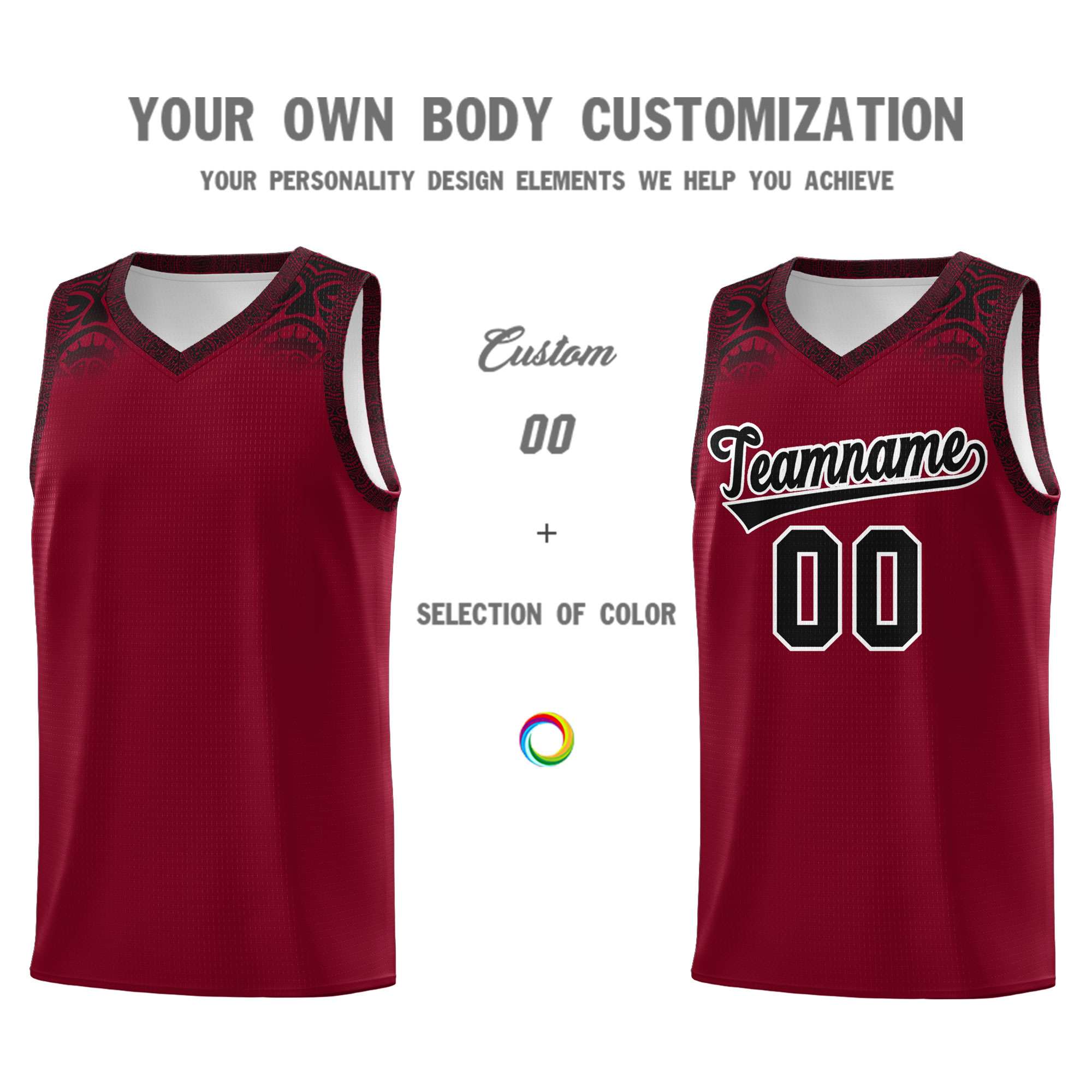 Custom Crimson Black Personalized Indians Print Kits Sports Uniform Basketball Jersey|KXKSHOP