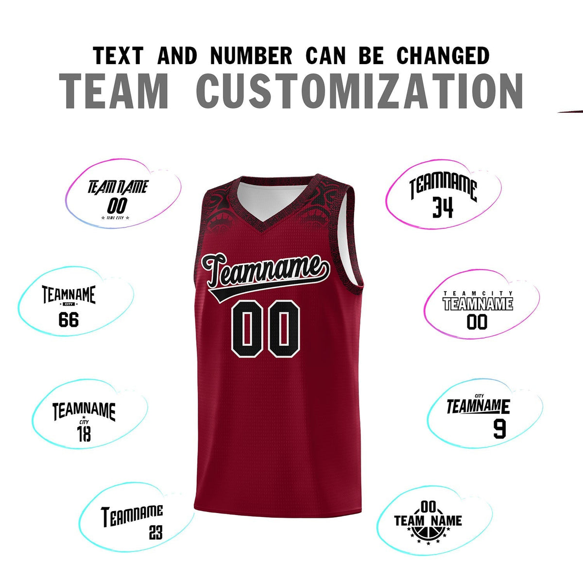 Custom Crimson Black Personalized Indians Print Kits Sports Uniform Basketball Jersey|KXKSHOP