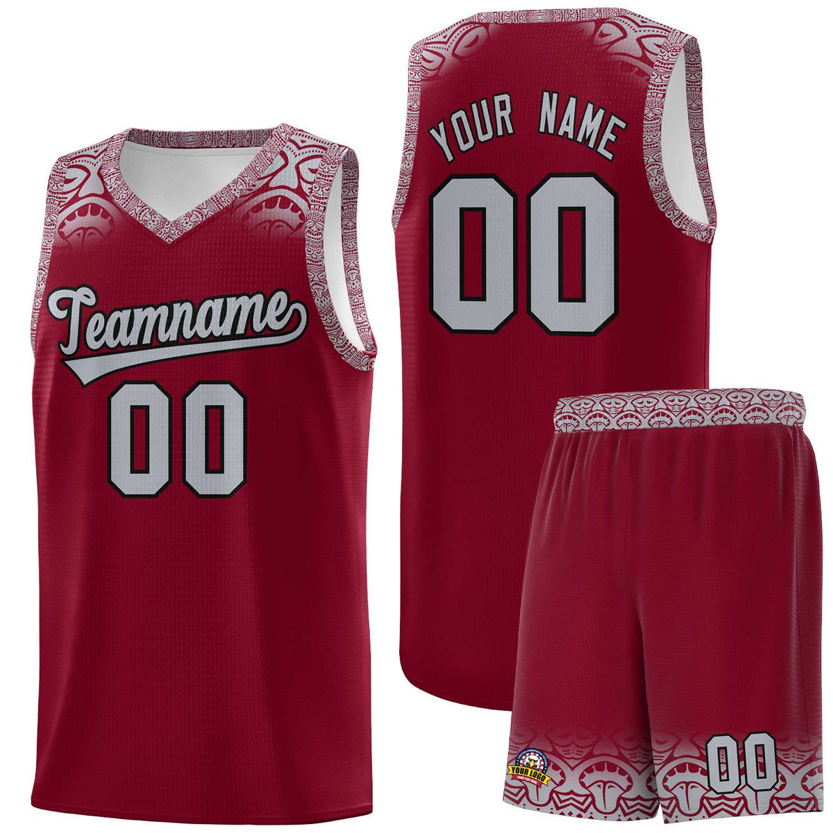 Custom Crimson Gray Personalized Indians Print Kits Sports Uniform Basketball Jersey|KXKSHOP