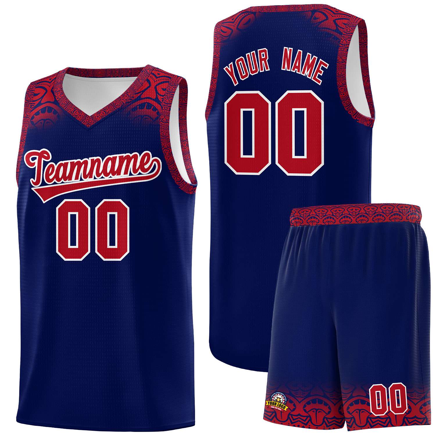 Custom Royal Red Personalized Indians Print Kits Sports Uniform Basketball Jersey|KXKSHOP